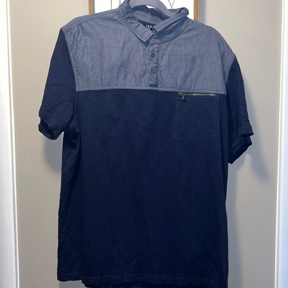 men’s polo shirt - blue and denim esque
